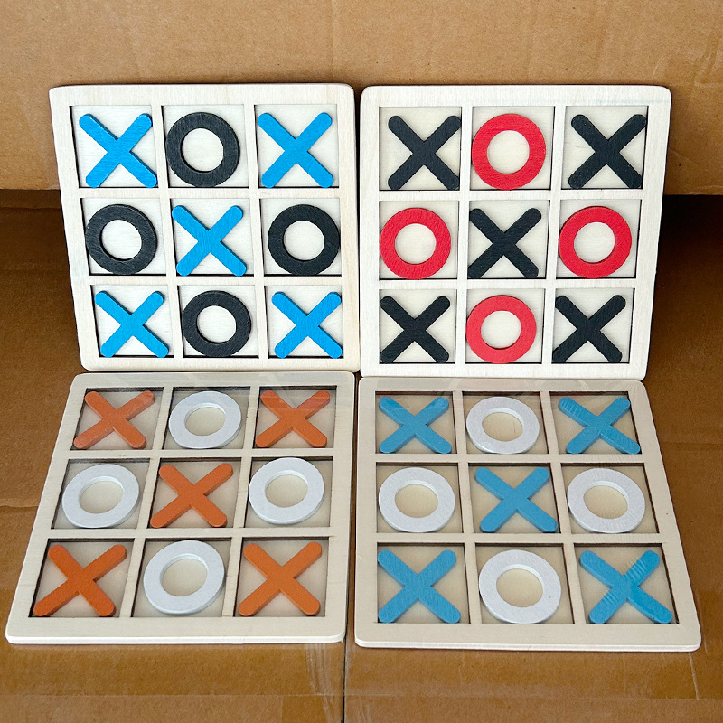 Board Game Template - 5개입 나무 틱택토 게임, 알츠하이머 노인을