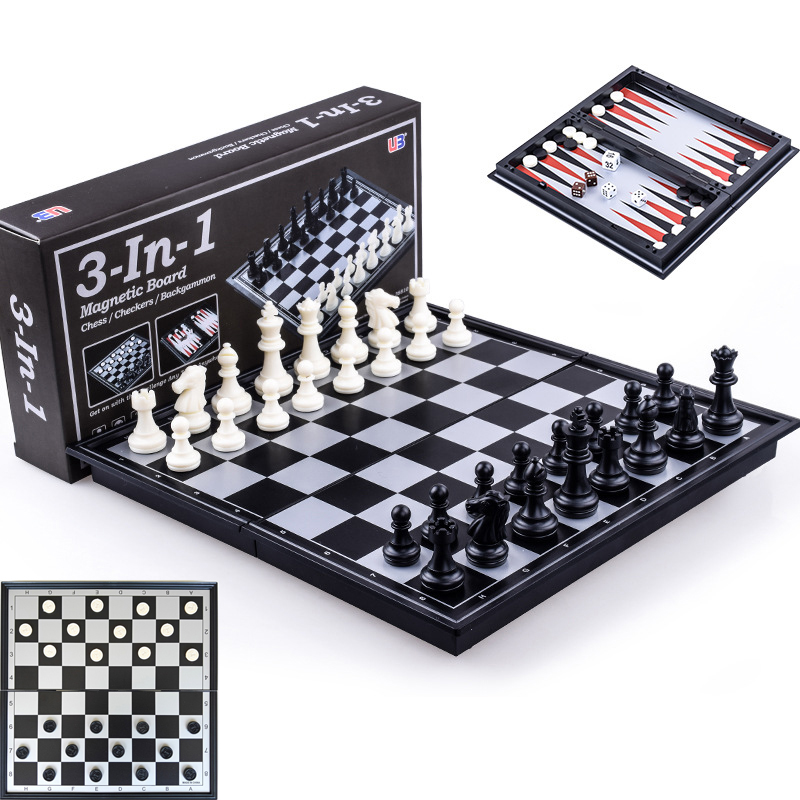 Magnetic Travel Chess - 접이식 자석 체스 25CM 체커 백개먼