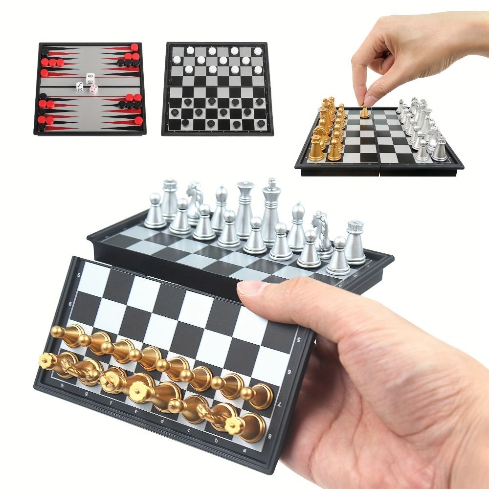 Magnetic Travel Chess - 골드 실버 미니 체스 세트 접이식