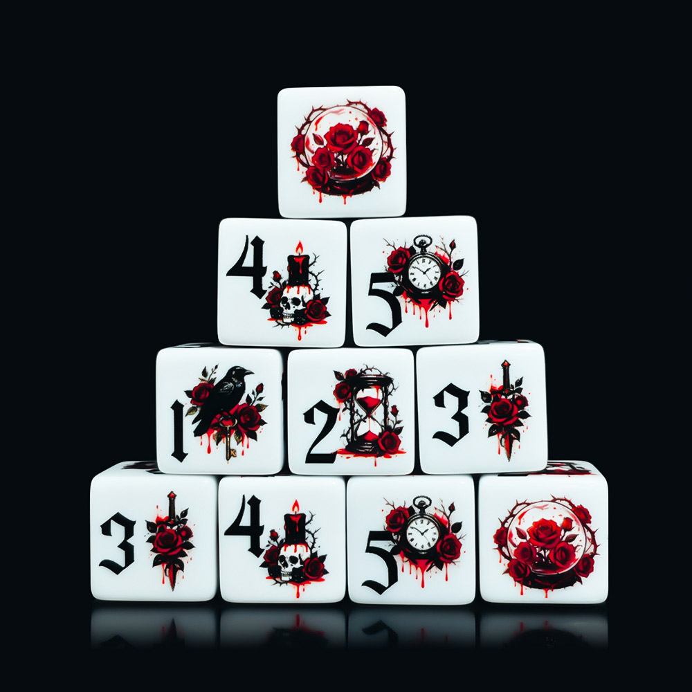 12개 고딕 로즈 16MM 프린트 D6 아크릴 주사위, - Board Game Electronic Table 리뷰 및 가격