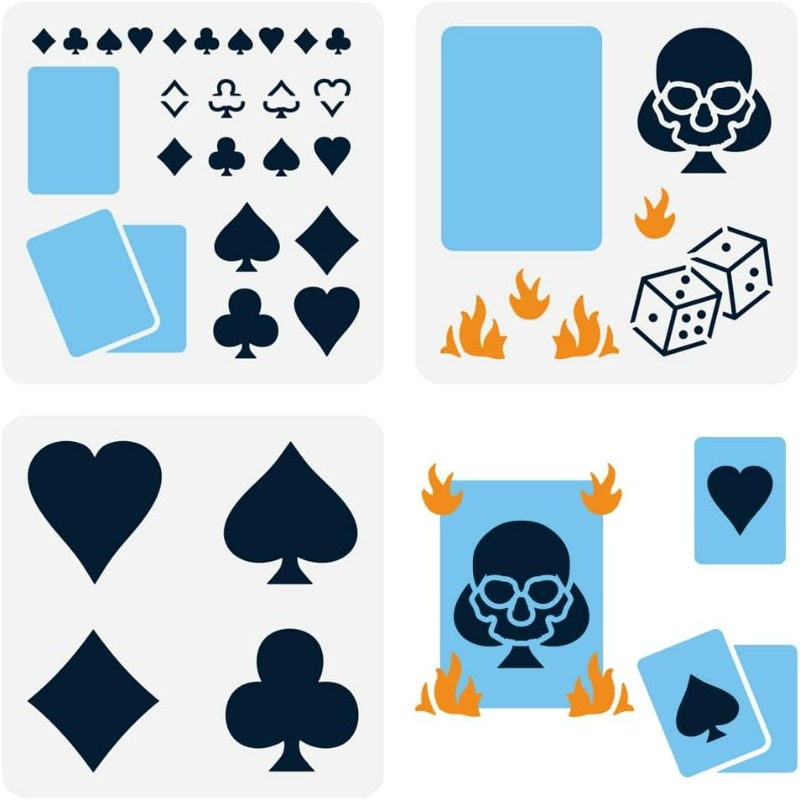 3 Pcs 카드 놀이 스텐실 5.9x5.9 인치 죽음  - Board Game Template 리뷰 및 가격