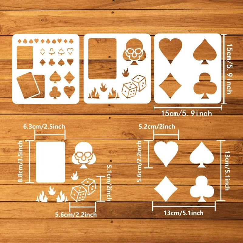 3 Pcs 카드 놀이 스텐실 5.9x5.9 인치 죽음  - Board Game Template 리뷰 및 가격