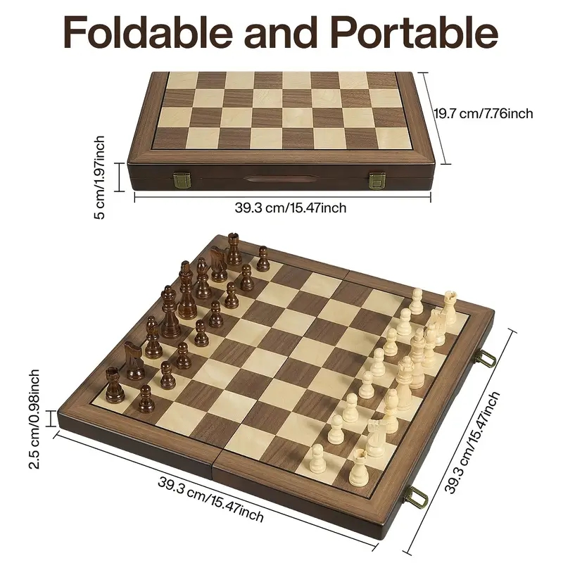 39.3cm/15.47인치 자기 나무 체스 세트, 추가 - Magnetic Travel Chess 리뷰 및 가격