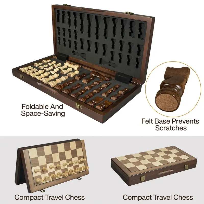39.3cm/15.47인치 자기 나무 체스 세트, 추가 - Magnetic Travel Chess 리뷰 및 가격