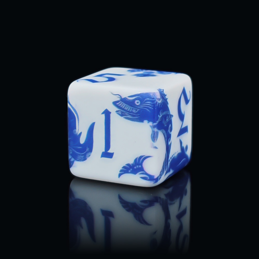 12개 블루 앤 화이트 도자기 잉어 모양 D6 주사위, - Board Game Electronic Table 리뷰 및 가격