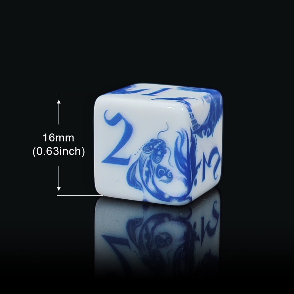 12개 블루 앤 화이트 도자기 잉어 모양 D6 주사위, - Board Game Electronic Table 리뷰 및 가격