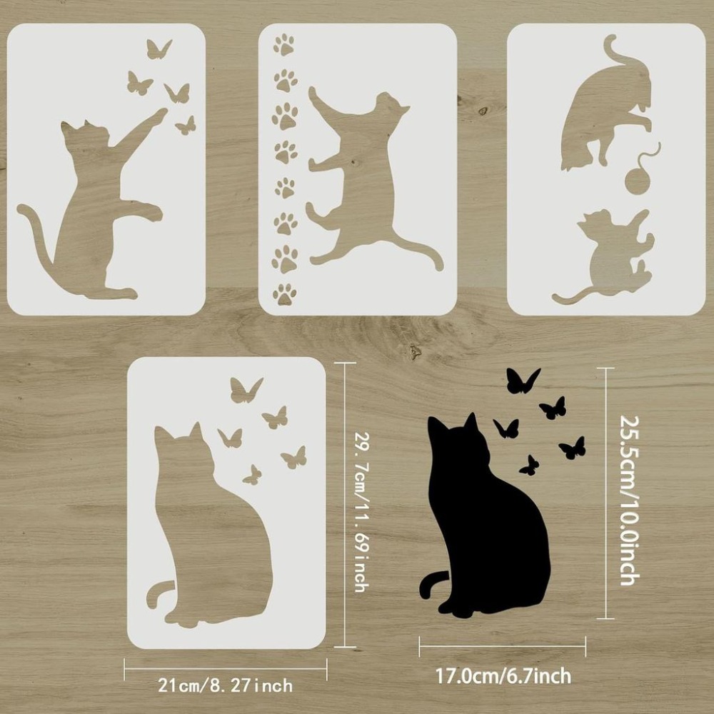 고양이 나비 스텐실 4개 11.7x8.3인치 A4 사이 - Board Game Template 리뷰 및 가격